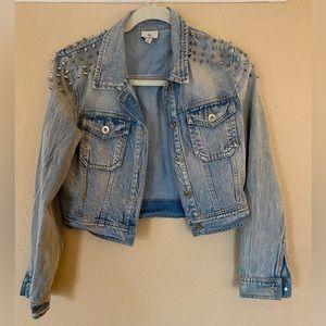 Spike Cropped Jean Jacket